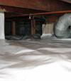 A Modesto crawl space moisture system with a low ceiling