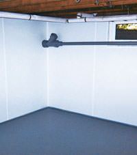 Plastic basement wall panels installed in a Hayward, California home