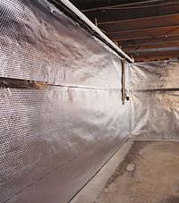 Radiant heat barrier and vapor barrier for finished basement walls in Hayward, California