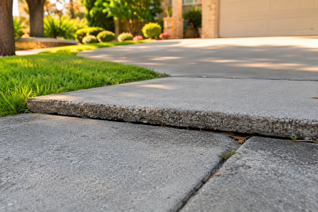 uneven concrete sidewalk that needs to be leveled