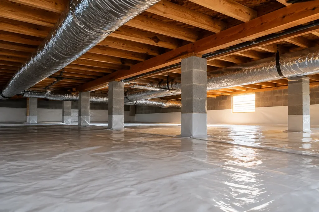 encapsulated crawl space in california home